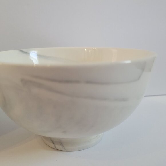 Set Of 4 Handcrafted Ceramic Marbled Bowls - Ivory & Blue Swirls - Unique Artisa - Picture 4 of 9